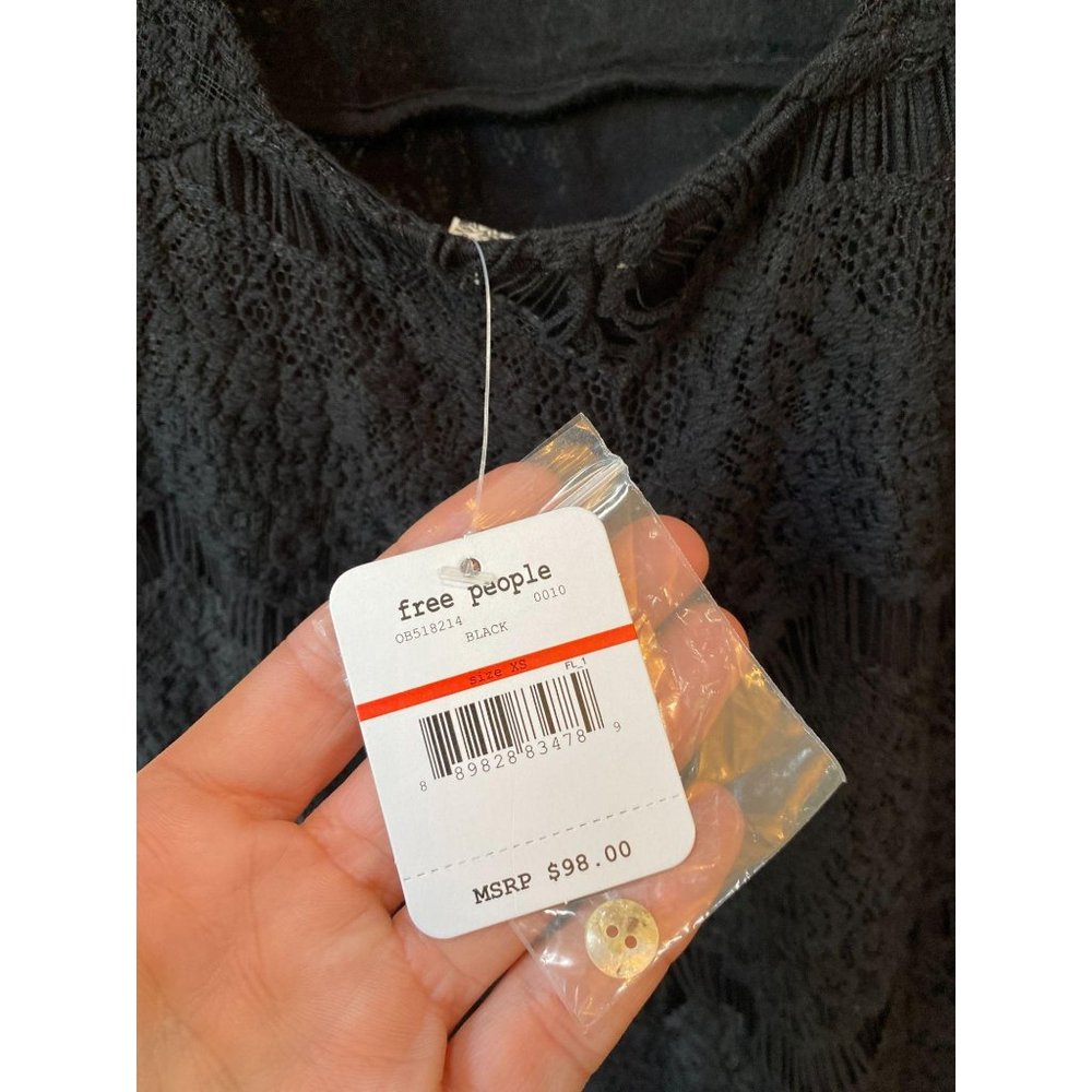 NWT Free People Daydream Lace Mini Dress Black XS - Picture 11 of 11